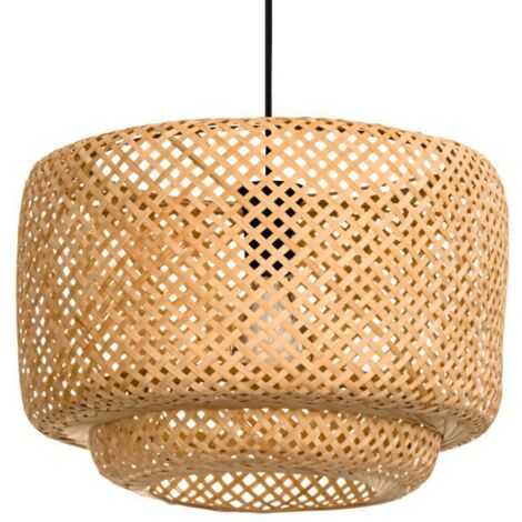 Lampe suspendue Hettonle Wood Nature E27 1x40w H: 110cm Ø42 cm Dimmable