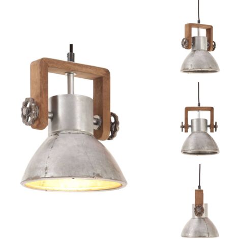 Lampe suspendue industrielle 25 W Argenté Rond 19 cm E27 - Lampe Suspendue - Lampadaire - Éclairage Intérieur - Luminaire Design - Abat-jour Rond