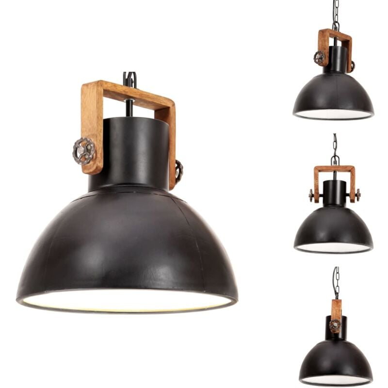 Lampe suspendue industrielle 25 w Noir Rond 30 cm E27 - Lampe Suspension - Lampadaire - Luminaire Suspendu - Éclairage Intérieur - Décoration
