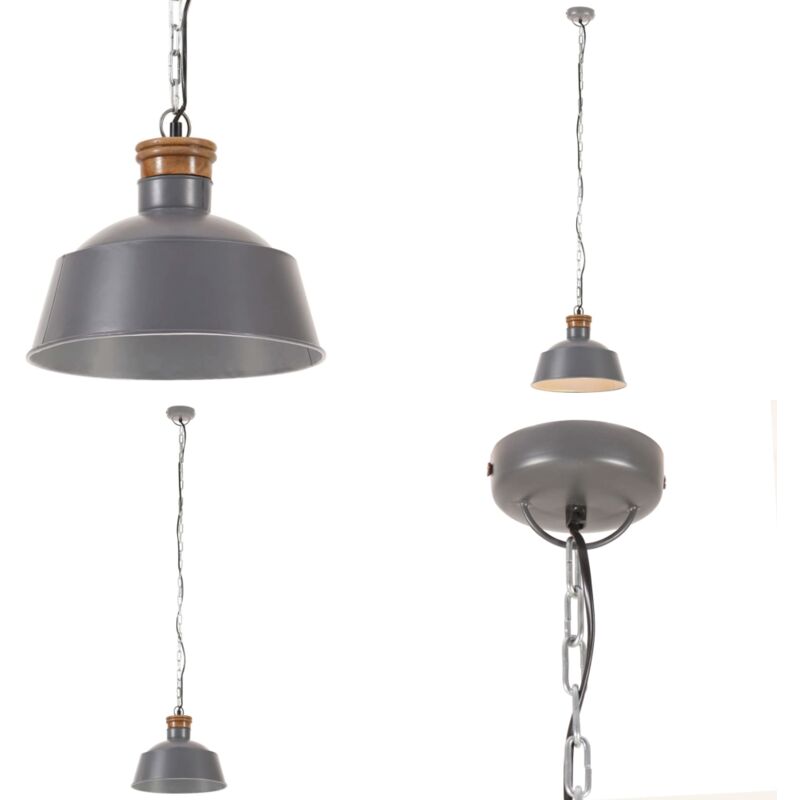 Lampe suspendue industrielle 32 cm Gris E27 - Lampe Suspension - Lampadaire - Éclairage Intérieur - Luminaire Industriel - Décoration Intérieure