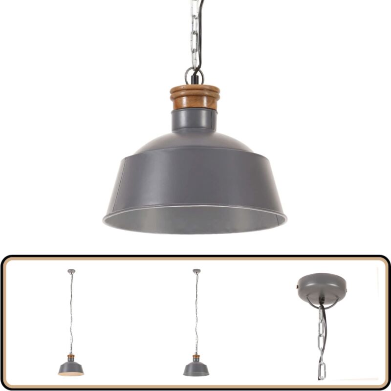 Lampe suspendue industrielle 32 cm Gris E27 - Lampe Suspension - Lampadaire - Éclairage Intérieur - Luminaire Industriel - Décoration Intérieure