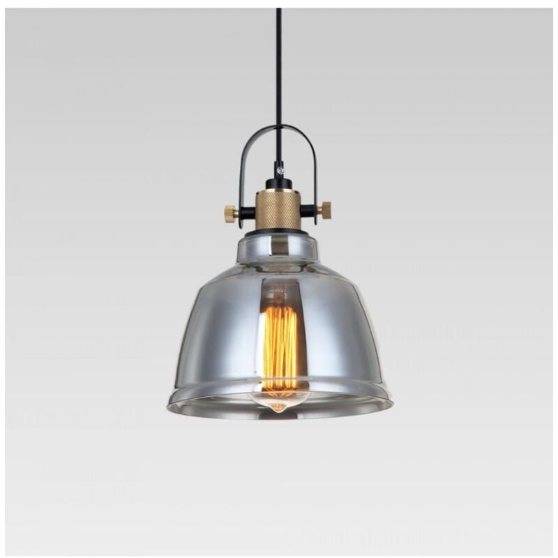 Lampe suspendue industrielle verre fumé - Linz
