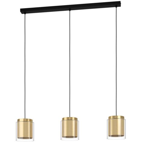 Lampe suspendue Lagunitas Noir, laiton, Or Clear L: 91 B: 15 h: 110cm Dimmable