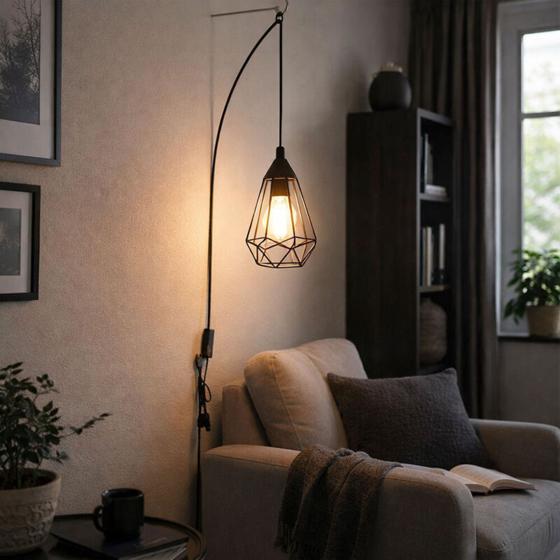 Lampe suspendue lampe à suspension lampe de salle à manger lampe de salon tresse noire L 200 cm