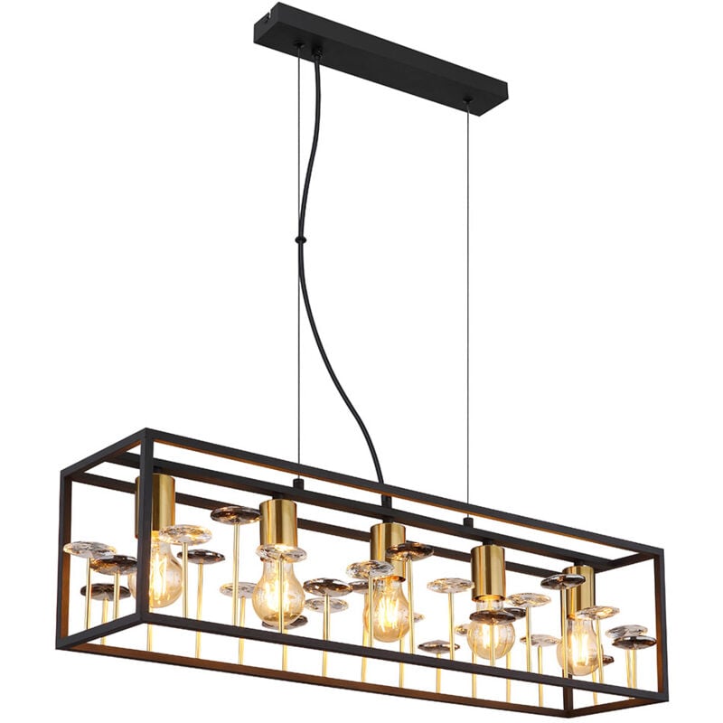 Lampe suspendue lampe de salle à manger suspension cristaux verre fumée clair noir E27