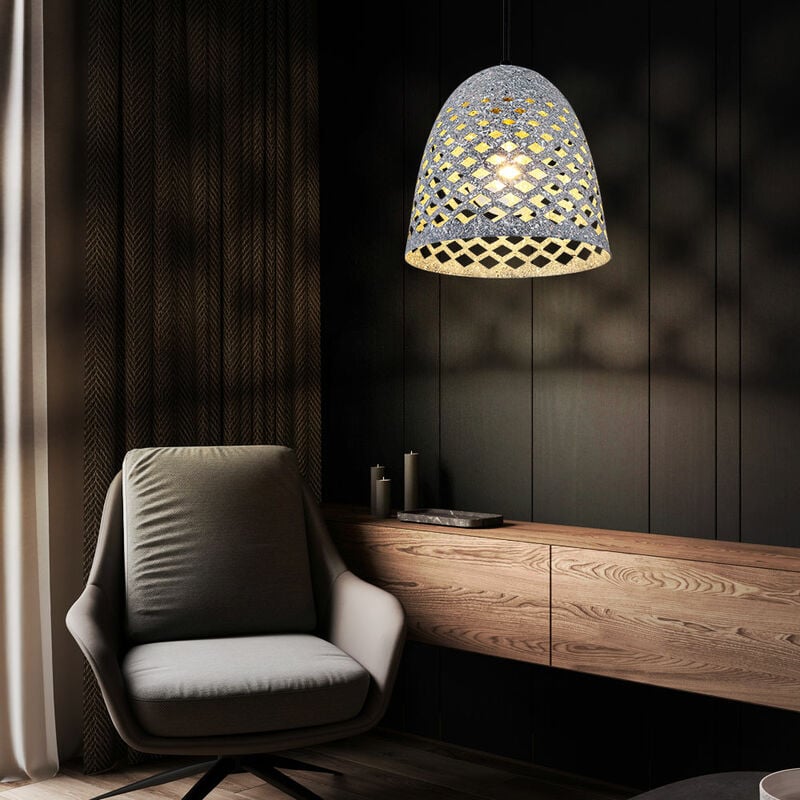 Lampe suspendue lampe de salon lampe de salle à manger lampe de cuisine lampe de couloir, réglable en hauteur, métal gris noir poinçons diamant, E27,