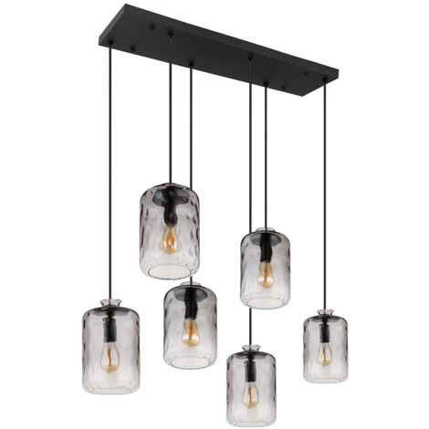 Lampe suspendue lampe de table à manger lampe de salon en verre fumé noir H 150cm