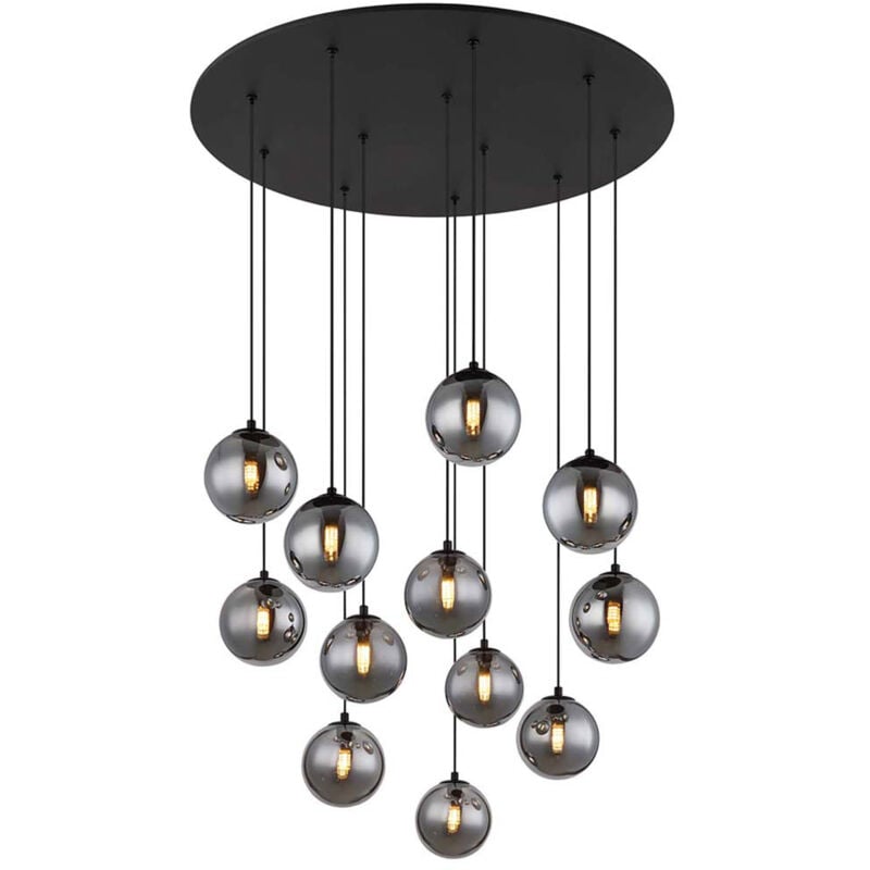 Globo Lighting - Lampe suspendue lampe de table à manger suspension couleur fumée led 12 ampoules verre h 120cm