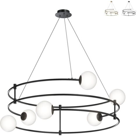 Lampe suspendue lampe salle à manger suspension 6 ampoules G9 boules de verre blanc noir