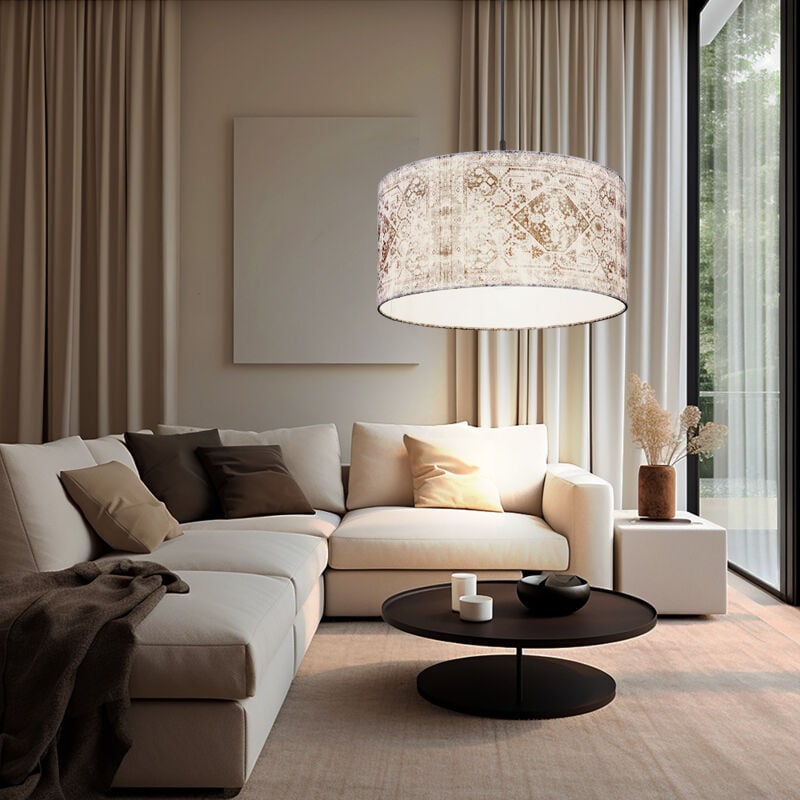 Lampe suspendue lampe suspendue lampe parapluie lampe de salle à manger lampe suspension, abat-jour textile à motifs bleu gris noir, douille E27