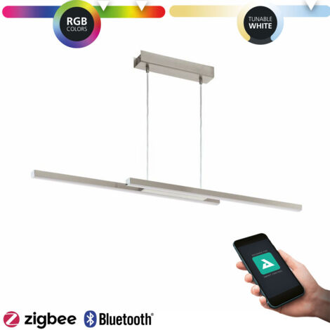 Lampe suspendue LED FRAIIOLI-Z Nickel-Mat Blanc L: 105.5 B: 10 H: 120cm Dimmable 2700-6500K avec fonction Connect-Z