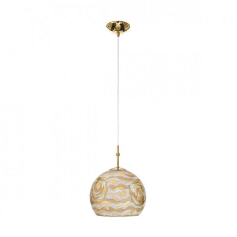 Lampe suspendue Luna Gold 24 Karat Shiny, champagne en verre E27 40W H: 200 cm Ø20cm Dimmable 1-Flame