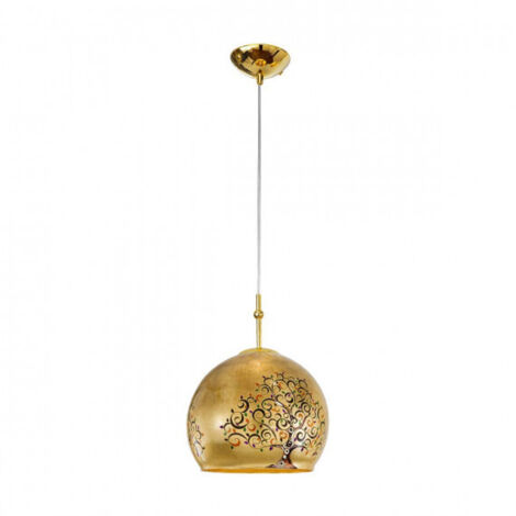 Lampe suspendue Luna Gold 24 Karat Shiny, Glass Albero Multicolor E27 40W H: 200 cm Ø20 cm Dimmable 1-Flame