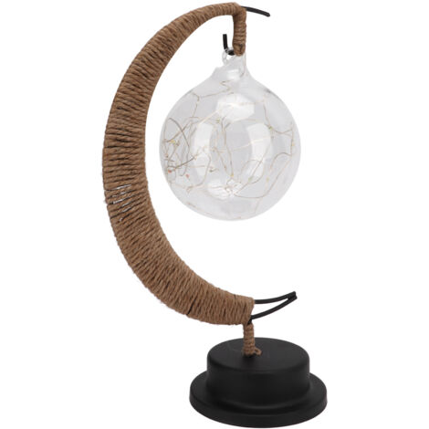 Lampe suspendue lunaire LED avec corde chanvre - Décoration intérieure éco-responsable et design