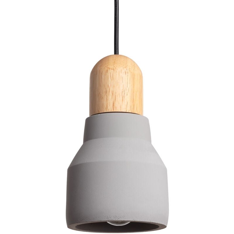 Ledkia - Suspension Ciment et Bois Luster Gris Pierre