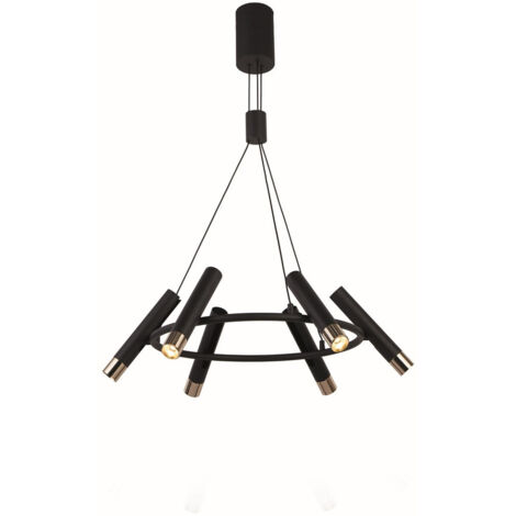 Lampe suspendue lustre suspension LED 6 lampes noir doré spots dimmable