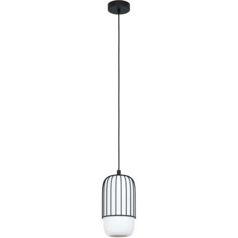 Lampe suspendue Meuleges Noir Blanc H: 110 Ø: 16cm Dimmable