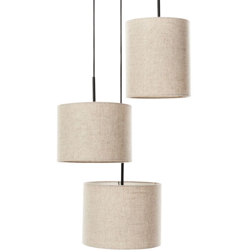 Beliani - Lampe Suspendue Moderne Abat-Jour en Lin Synthétique 3 Lumières Plafonnier Beige Parguaza