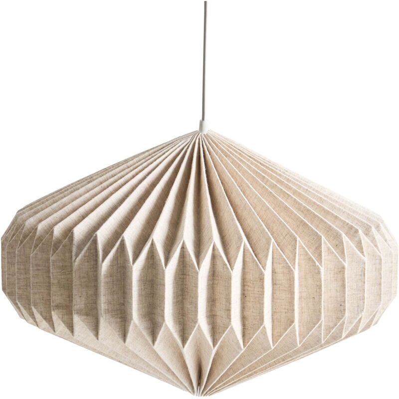 Lampe Suspendue Moderne avec Abat-Jour en Coton Papier Éclairage de Salon Beige Visman
