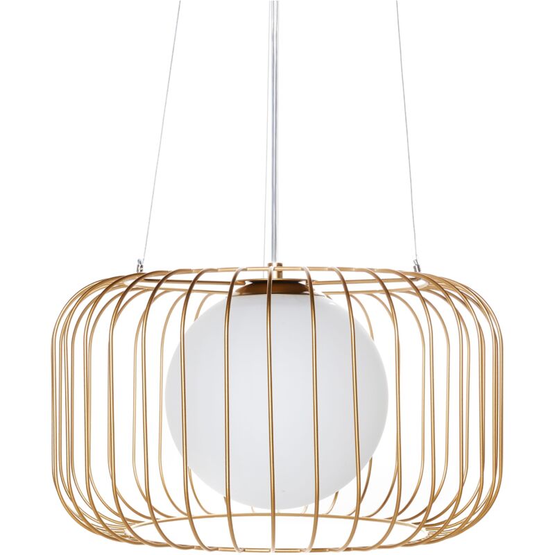Lampe Suspendue Moderne Industrielle en Métal Abat-Jour en Forme de Cage en Fer Dorée Bairoa