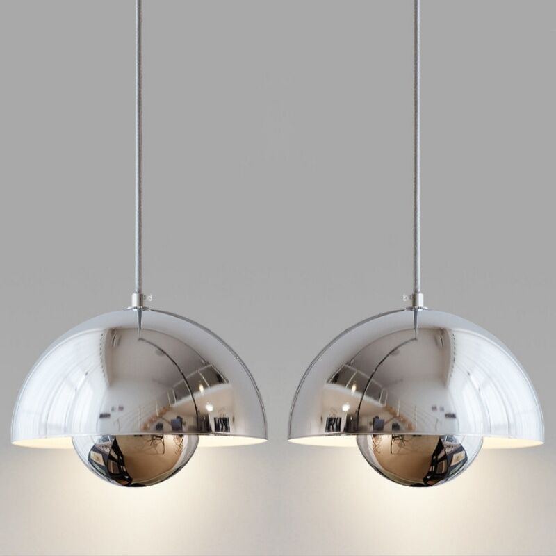 Lampe à Suspension Moderne E27 Luminaire Plafonnier Métal Suspension Lustre en Forme de Fleur 2Pcs Argent Lampe à Suspension Moderne E27 Luminaire Plafonnier Métal Suspension Lustre en Forme de Fleur 2Pcs Argent