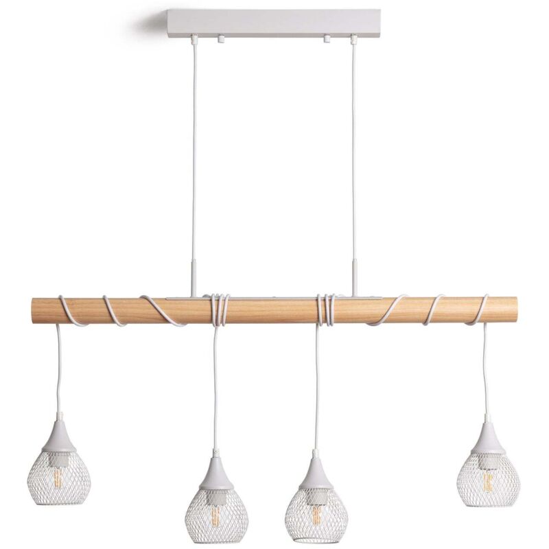 Ledkia - Suspension Métal et Bois Monah Blanc Ledkia - Suspension Métal et Bois Monah Blanc