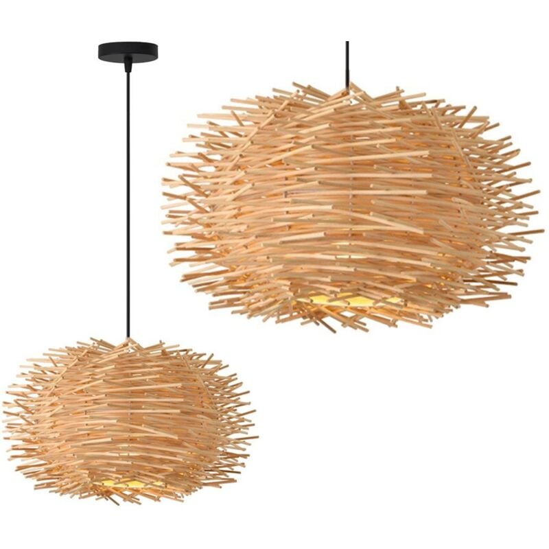 Lampe suspendue APP884-1CP naturel balle boho 1-POINTS de lumière E27 38X38X20-110CM reglable