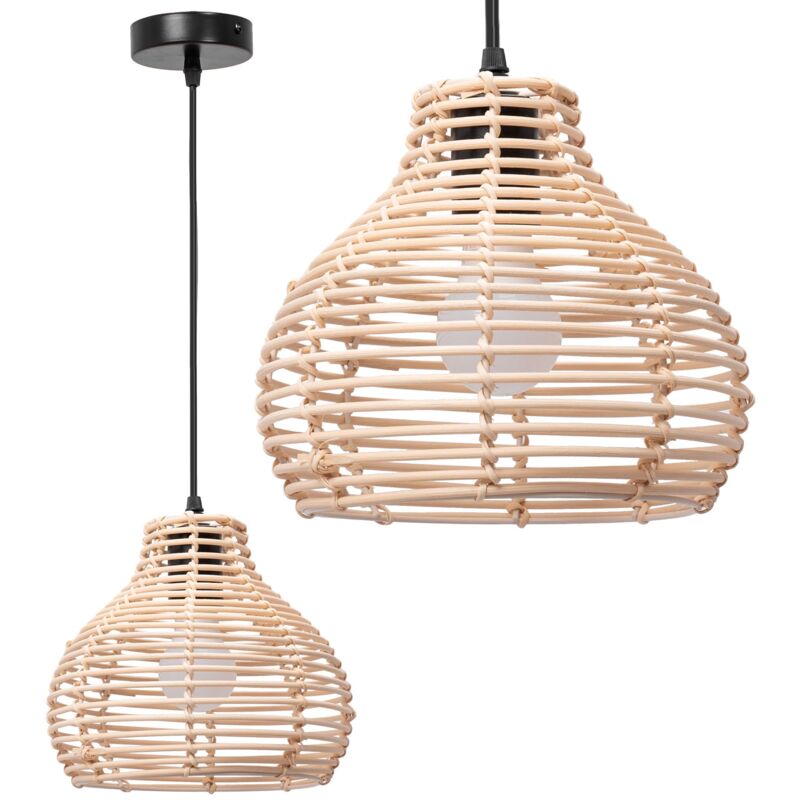 Toolight - lampe suspendue APP984-1CP naturel petit boho 1-POINTS de lumière E27 23X23X21-105CM reglable