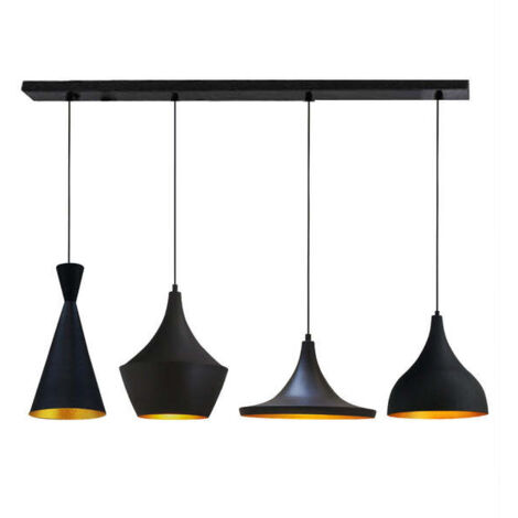 Lampe Suspendue Noir Quadruple Magna Chandelier – Lustre Vintage E27 Nourriture Bureau Intérieur Boulangerie Bureau Boutique Restaurant