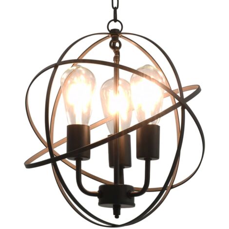 Lampe suspendue Noir Sphère 3 ampoules E27 vidaXL