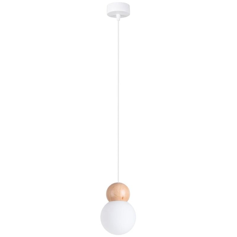 Sollux - Lampe suspendue Pegasus 1 blanc/bois naturel