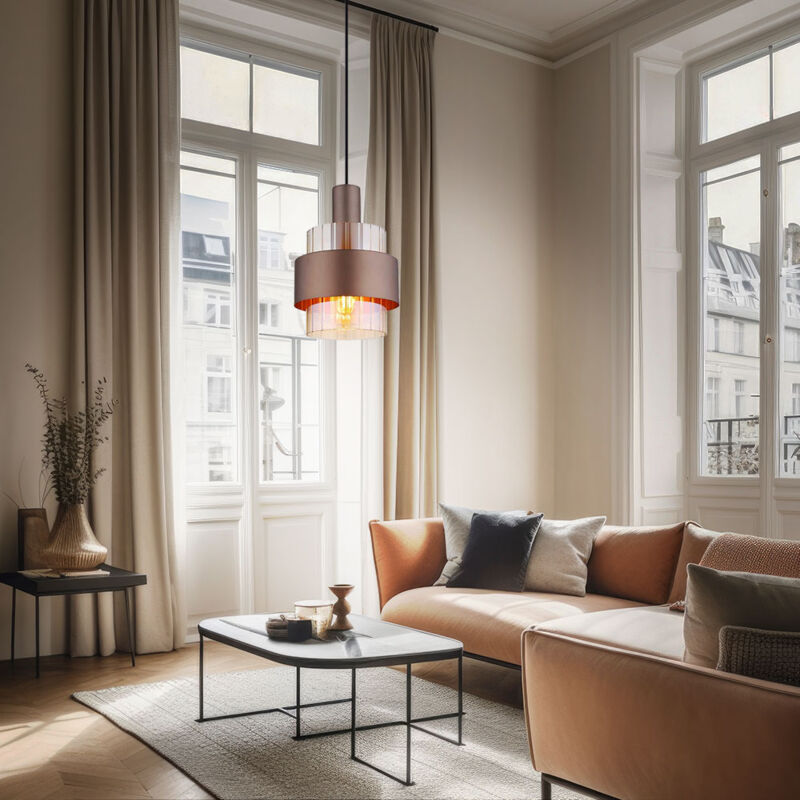 Lampe suspendue plafonnier lampe suspendue lampe de salle à manger verre ambre 1 lampe