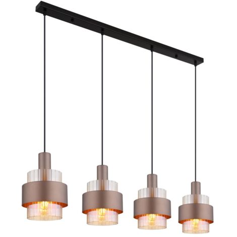 Lampe suspendue plafonnier lampe suspendue lampe de salle à manger verre ambre 4 lampes