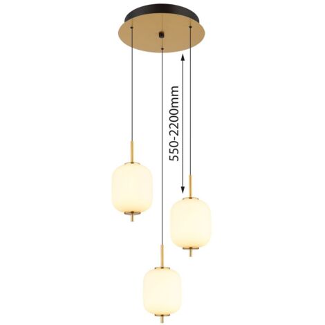 Lampe suspendue plafonnier LED en laiton verre opale lampe de salle à manger