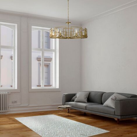 Lampe suspendue plafonnier lustre verre doré métal D 40,5 cm