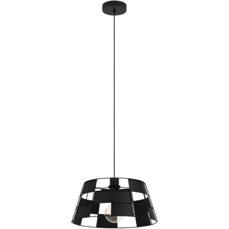 Lampe suspendue pontefract en acier noir E27 1x40w h: 110cm Ø42 cm dimmable