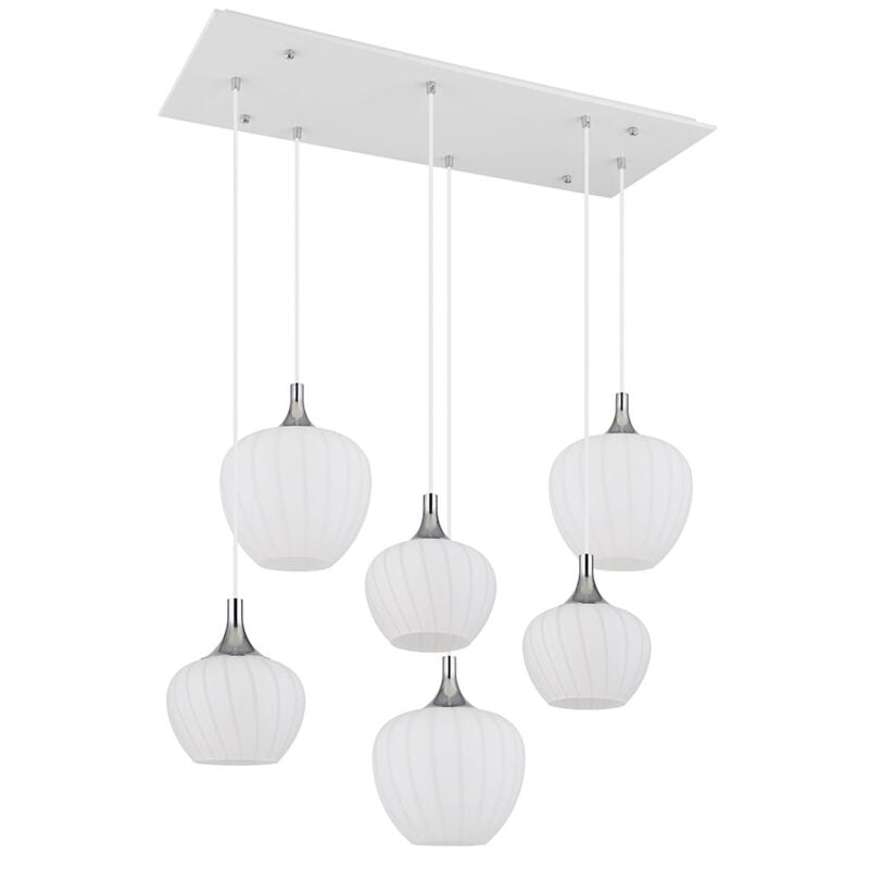 Lampe suspendue pour salle à manger, luminaire suspendu en verre chromé à motif, 6 lampes E27