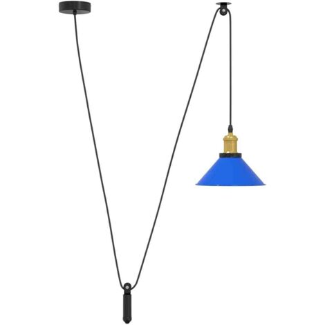 Lampe suspendue réglable hauteur E27 bleu foncé Ø 22 cm métal CFW997408
