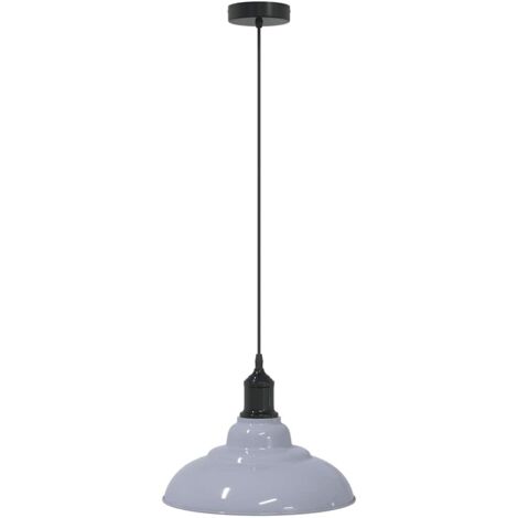 Lampe suspendue réglable hauteur E27 gris brillant Ø 31cm métal CFW230992