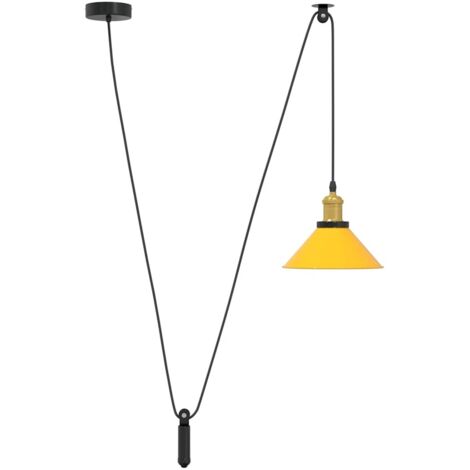 Lampe suspendue réglable hauteur E27 jaune brillant Ø22cm métal CFW152204