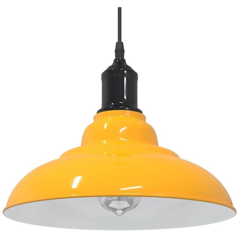 vidaXL Lampe suspendue réglable hauteur E27 jaune brillant Ø31cm métal
