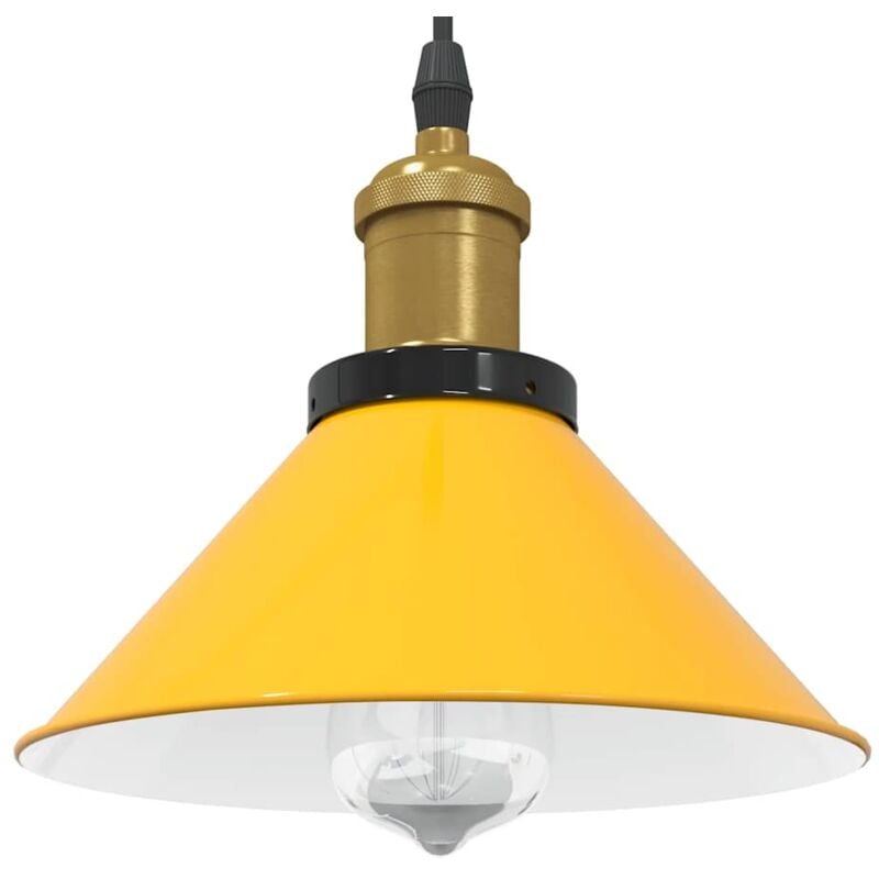 vidaXL Lampe suspendue réglable hauteur E27 jaune brillant Ø22cm métal
