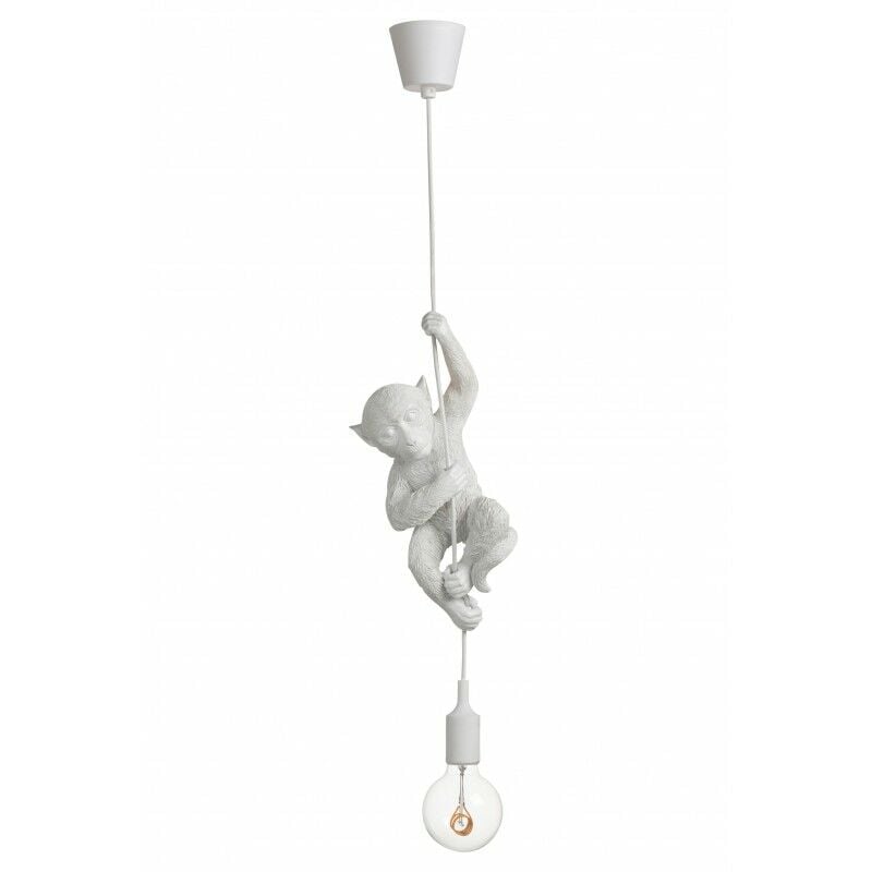 jolipa - lampe singe suspendue en résine blanc 16.5x12.5x96 cm - blanc