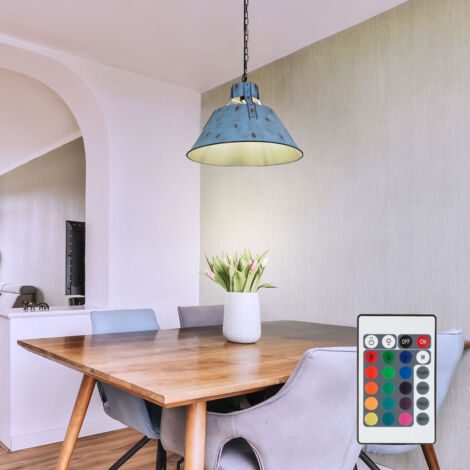 Lampe suspendue rétro au plafond dimmable TÉLÉCOMMANDE Lampe pendule dimmable dans un ensemble comprenant des ampoules LED RVB