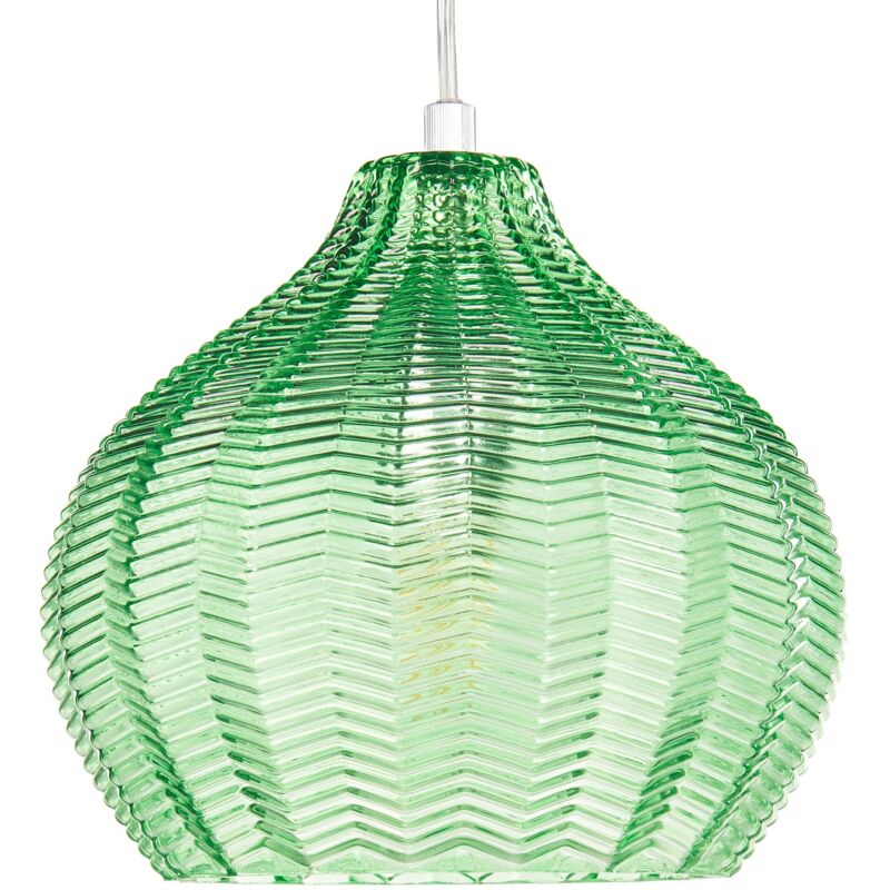 Lampe Suspendue Rétro avec Abat-jour en Verre Vert Émeraude Keila