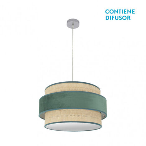 Lampe suspendue Reyes 2xe27 chrome/vert naturel regx50x50 cm