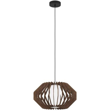 Lampe suspendue Rusticaria Bois, brun en verre, blanc E27 1x40w H: 110cm Ø45 cm Dimmable