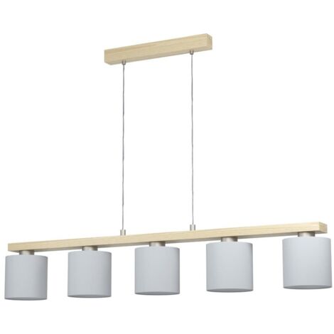 Lampe suspendue salle à manger Castralvo bois marron avec capuchons blancs - 901291