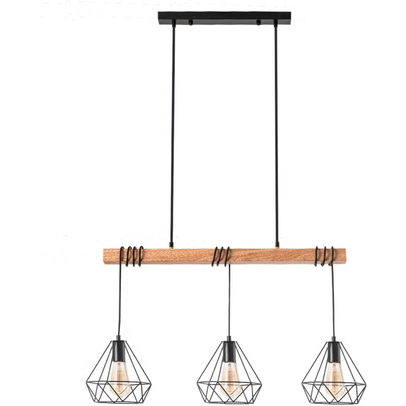 Ledkia - Suspension Métal Sardo 3 Spots Noir