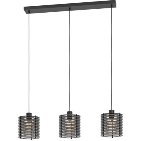 Lampe suspendue Segovia Steel Schwarz E27 3x40w L: 88cm B: 18cm H: 110 cm Dimmable